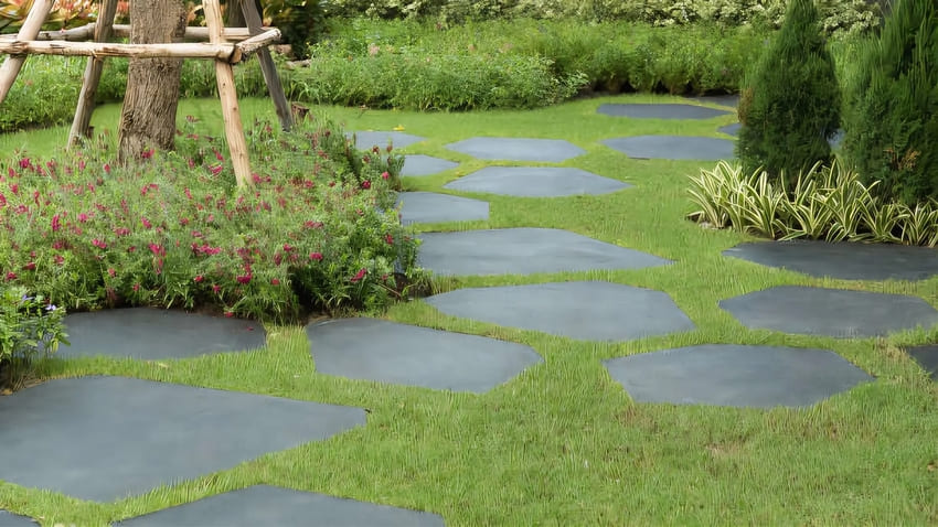 Desain Taman dengan Batu Setapak